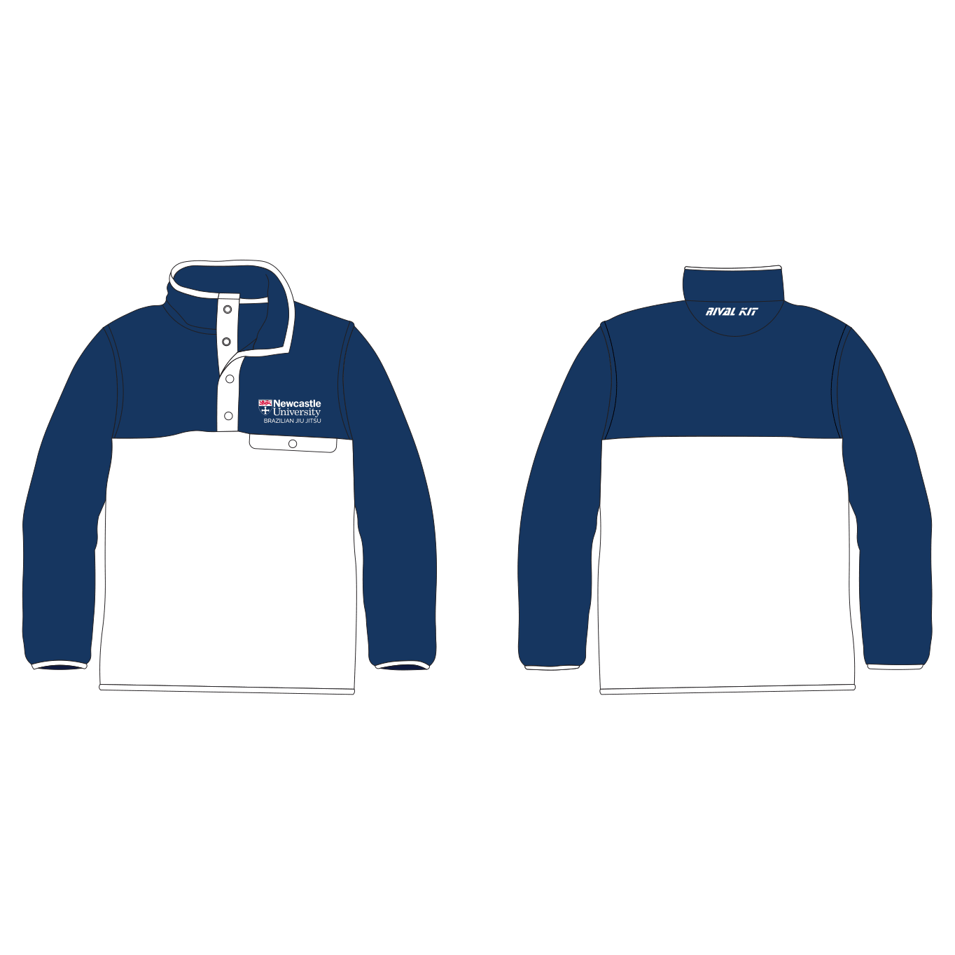 Newcastle University Brazilian Jui Jitsu Pocket Fleece Blue and White